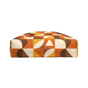 Bags - Retro Geometric Weekender Tote - 70s Orange Brown Travel - Dipaliz 24’’ × 13’’