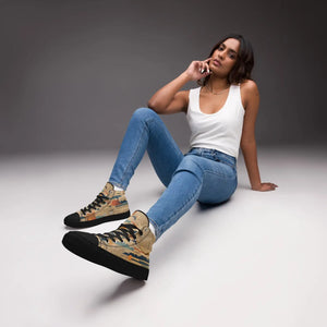 Retro Newspaper Canvas Shoes - High Top Vintage - Dipaliz - Sneakers