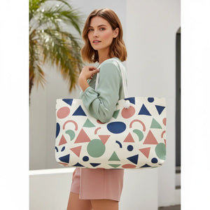 Retro Pastel Travel Tote - Shapes Weekender Bag - Dipaliz - Luggage & Bags