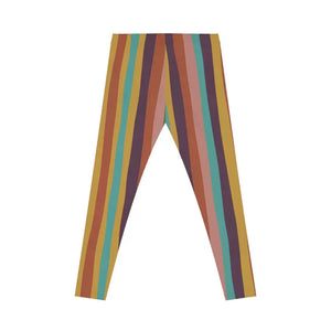 Leggings - Rainbow Stripe - Retro Mid-rise Elastic Waistband - Dipaliz