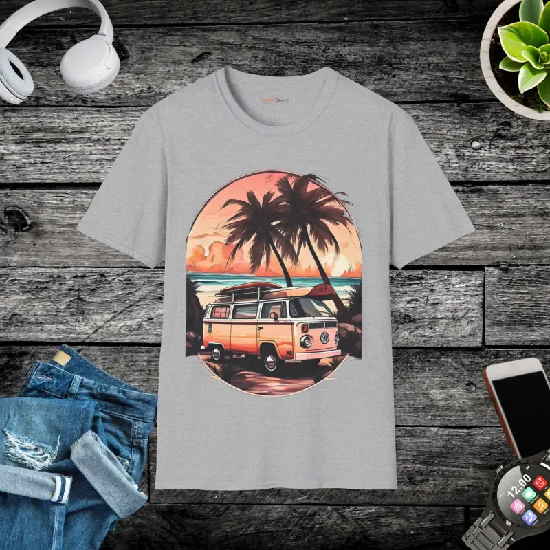 Unleash Retro Roadtrip Vibes with Vintage Van Tee - Sport Grey / s T-shirt