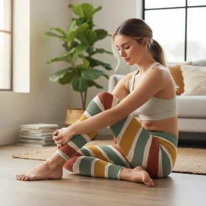 Retro Stripe Leggings - Vintage Colorblock Activewear - Dipaliz - Xs