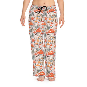 Retro Mushrooms Cottagecore Pajama Pants - Dipaliz - m / White Stitching - Pajamas