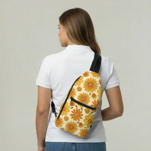 Retro Sunflower Sling Bag - Vintage Floral Crossbody - Dipaliz - 14.5’’ × 9’’ - Bags