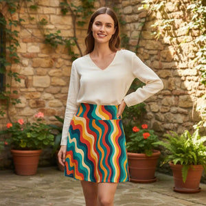 Retro Wave Skater Skirt - Boho Chic Fashion - Dipaliz - Skirts - Xs