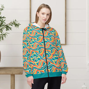 Retro Wave Windbreaker - Coral Sublimation Print - Dipaliz - Windbreakers