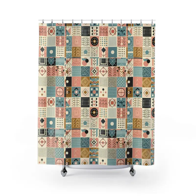 Transform with a Pastel Geometric Pattern Shower Curtain - 71’’ × 74’’ Home Decor