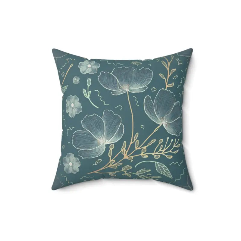 Premium Blooming Beauty Teal Square Pillows - Throw