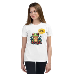 Chillin Frog Youth Short Sleeve Tee Ring-spun Cotton - Dipaliz - White / s - T-shirts