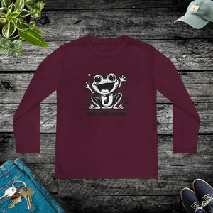 Frog Fun Youth Long Sleeve Tee Sport-tek Posicharge Fabric - Dipaliz - Maroon / s - T-shirts