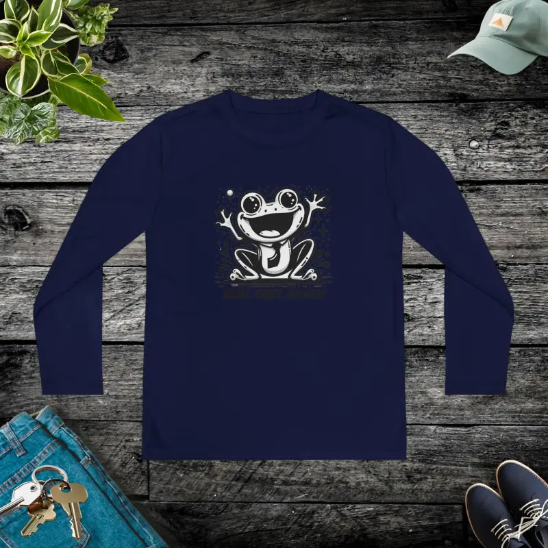 Frog Fun Youth Long Sleeve Competitor Tee - True Navy / s Kids Clothes