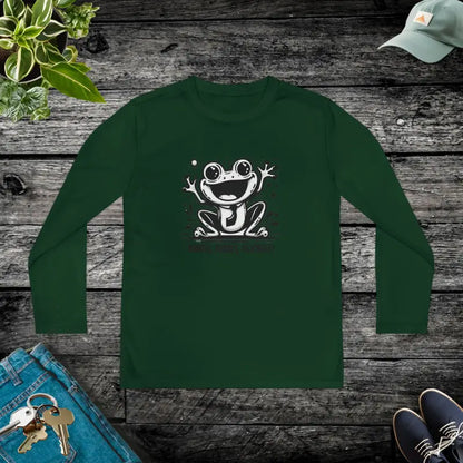 Frog Fun Youth Long Sleeve Competitor Tee - Forest Green / s Kids Clothes