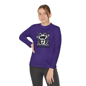 Frog Fun Youth Long Sleeve Tee Sport-tek Posicharge Fabric - Dipaliz - T-shirts