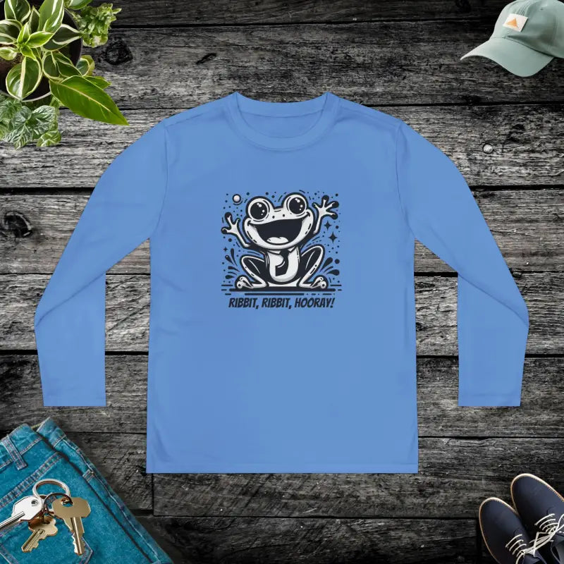 Frog Fun Youth Long Sleeve Competitor Tee - Carolina Blue / s Kids Clothes