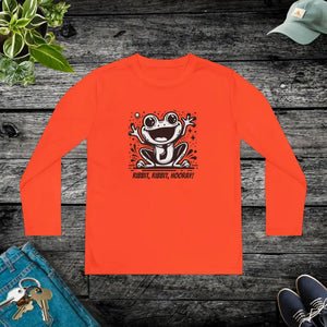 Frog Fun Youth Long Sleeve Tee Sport-tek Posicharge Fabric - Dipaliz - Neon Orange / s - T-shirts