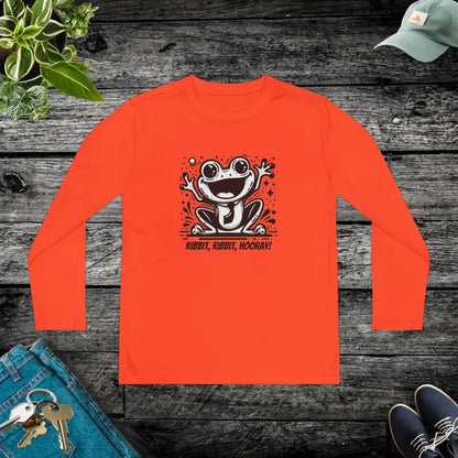 Frog Fun Youth Long Sleeve Competitor Tee - Neon Orange / s Kids Clothes