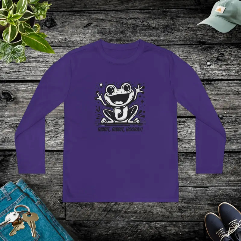 Frog Fun Youth Long Sleeve Competitor Tee - Purple / s Kids Clothes