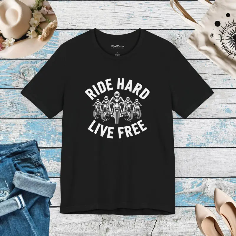 Ride Hard Live Free Unisex Jersey Tee - Style & Comfort - Black / s T-shirt