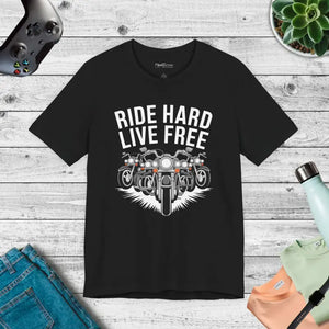 Unisex Jersey Short Sleeve Tee - Ride Hard Live Free - Dipaliz - Black / s - T-shirts
