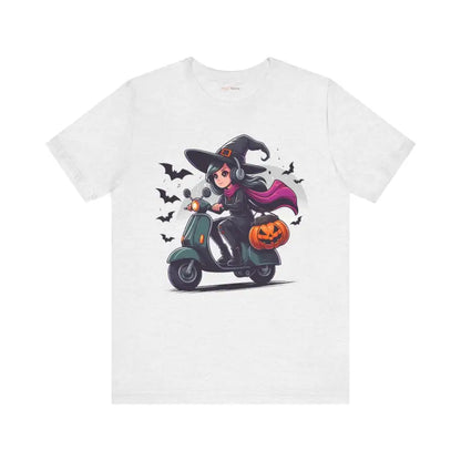 Unleash Witchy Scooter Vibes with this Trendy Halloween Tee - Ash / s T-shirt