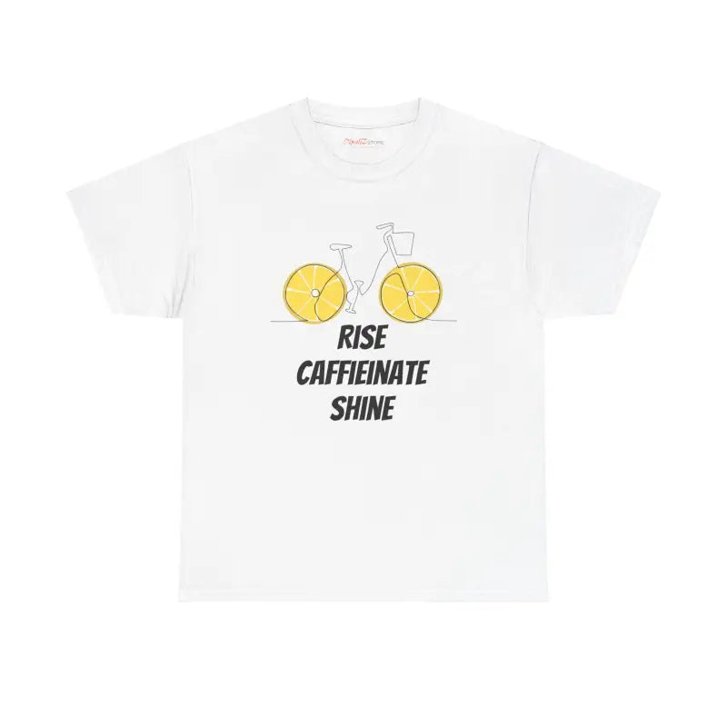 Rise Caffeinate Shine and Bicycle Fitness Unisex Heavy Cotton Tee - T-shirt