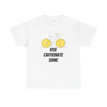 Rise Caffeinate Shine and Bicycle Fitness Unisex Heavy Cotton Tee - T-shirt