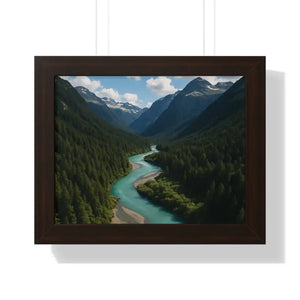Mountain River Canvas Serenity Framed Poster - Dipaliz - 14″ x 11″ / Walnut - Visual Artwork