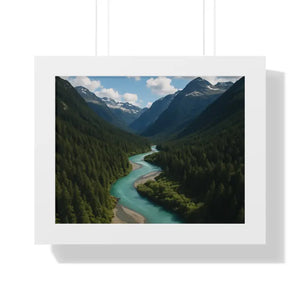 Mountain River Canvas Serenity Framed Poster - Dipaliz - 14″ x 11″ / White - Visual Artwork