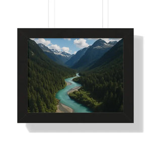 Mountain River Canvas Serenity Framed Poster - Dipaliz - 14″ x 11″ / Black - Visual Artwork