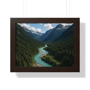 Mountain River Canvas Serenity Framed Poster - Dipaliz - 16″ x 12″ / Walnut - Visual Artwork