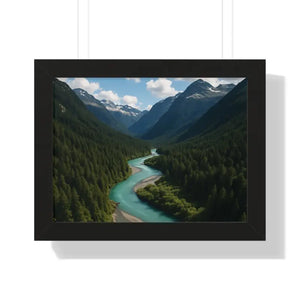 Mountain River Canvas Serenity Framed Poster - Dipaliz - 16″ x 12″ / Black - Visual Artwork