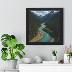 Mountain River Canvas Serenity with Solid Face Support - Dipaliz - 16″ x / Black - Visual Artwork