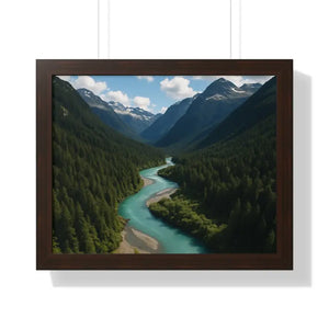 Mountain River Canvas Serenity Framed Poster - Dipaliz - 20’’ x 16’’ / Walnut - Visual Artwork