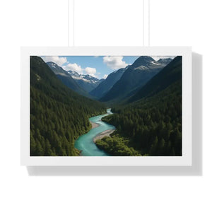 Mountain River Canvas Serenity Framed Poster - Dipaliz - 24″ x 16″ / White - Visual Artwork