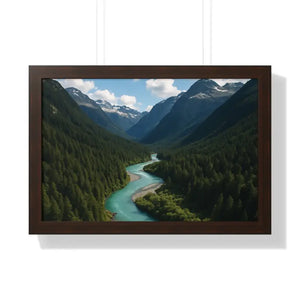 Mountain River Canvas Serenity Framed Poster - Dipaliz - 24″ x 16″ / Walnut - Visual Artwork
