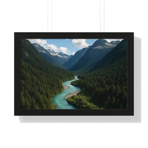 Mountain River Canvas Serenity Framed Poster - Dipaliz - 24″ x 16″ / Black - Visual Artwork