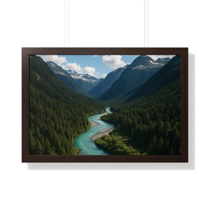 Mountain River Canvas Serenity Framed Poster - Dipaliz - 30’’ x 20’’ / Walnut - Visual Artwork