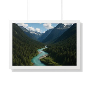 Mountain River Canvas Serenity Framed Poster - Dipaliz - 30’’ x 20’’ / White - Visual Artwork