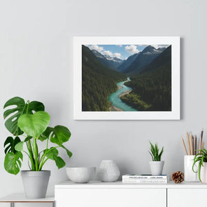 Mountain River Canvas Serenity Framed Poster - Dipaliz - Visual Artwork