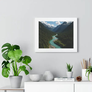 Mountain River Canvas Serenity Framed Poster - Dipaliz - Visual Artwork