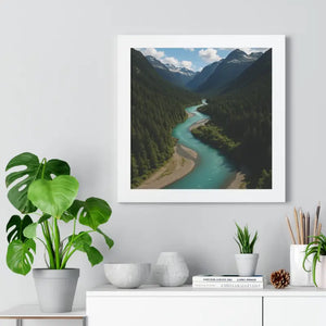 Mountain River Canvas Serenity Framed Poster - Dipaliz - Visual Artwork