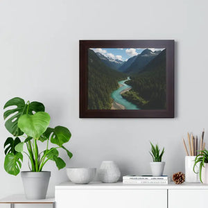 Mountain River Canvas Serenity Framed Poster - Dipaliz - Visual Artwork