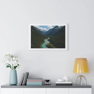 Mountain River Canvas Serenity Framed Poster - Dipaliz - Visual Artwork