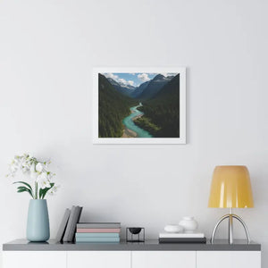 Mountain River Canvas Serenity Framed Poster - Dipaliz - Visual Artwork