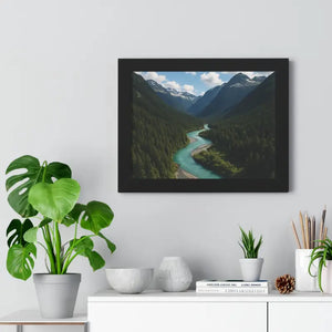 Mountain River Canvas Serenity Framed Poster - Dipaliz - Visual Artwork