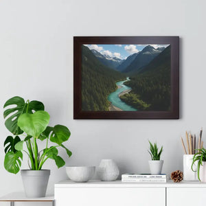 Mountain River Canvas Serenity Framed Poster - Dipaliz - Visual Artwork