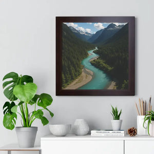 Mountain River Canvas Serenity Framed Poster - Dipaliz - Visual Artwork