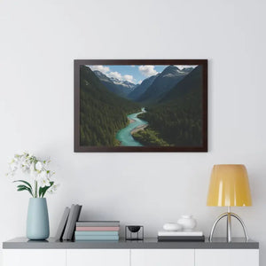 Mountain River Canvas Serenity Framed Poster - Dipaliz - Visual Artwork