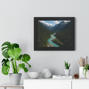 Mountain River Canvas Serenity Framed Poster - Dipaliz - Visual Artwork