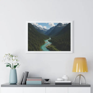 Mountain River Canvas Serenity Framed Poster - Dipaliz - Visual Artwork